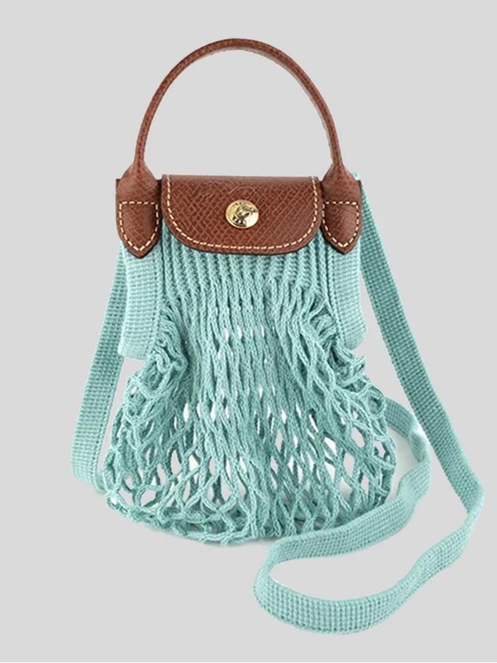 Longchamp Le Pliage Filet XS Mesh Crossbody Bag Lagoon NWOT - Picture 5 of 8